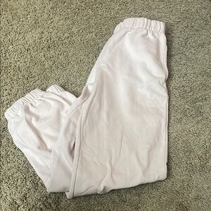 Brandy Melville White Sweatpants with Elastic Waistband